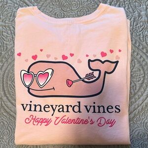 Vineyard Vines Pink Valentine's Whale Long Sleeve Tee